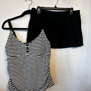 Target Black and White Striped Bikini Sz XL